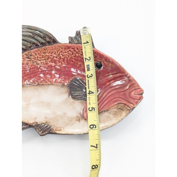 Pier 1 One Imports Hand Painted Fish Shaped Trinket Dish Bowl Tray Nautical 12" - Picture 3 of 11